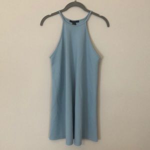 High-neck blue tank dress